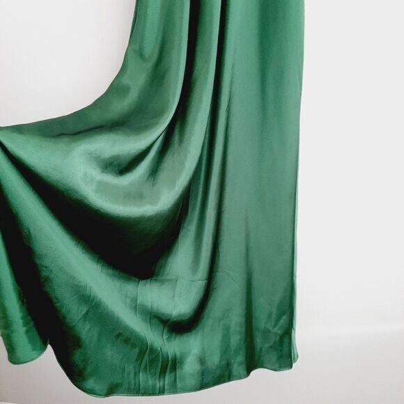MARINA | Satin Empire Waist Front Drape Maxi Dress Green Sz 6 - Picture 14 of 16
